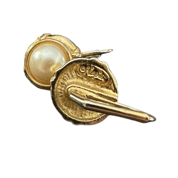 NAPIER Vintage Faux Pearl Lever Back Earrings - Gold T… - Picture 4 of 4